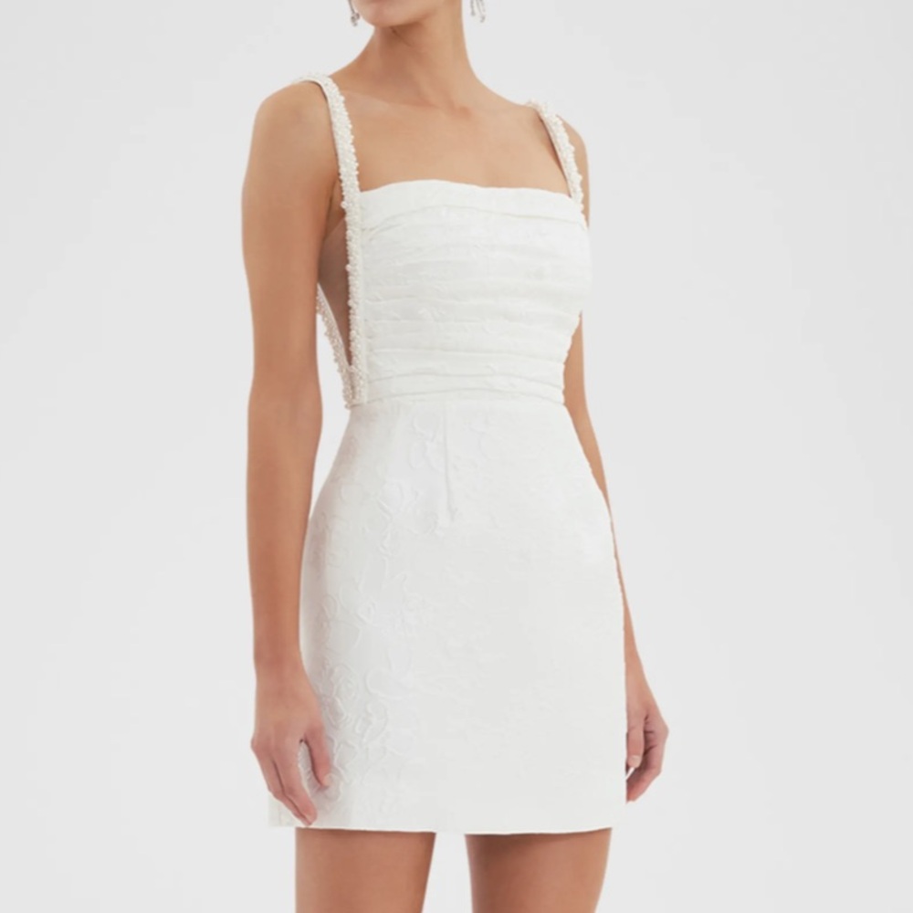Rebecca Vallance White Strapless Sheath Dress